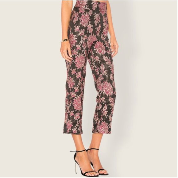 For Love & Lemons Luella Cigarette pants in Metallic Jacquard - Picture 7 of 7